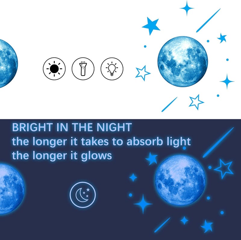 Robmoda Glow in The Dark Stars for Ceiling, Starry Sky Stars and Moon Wall Decals, Space Solar System Galaxy Planets Wall Decors, for Kids Nursery Bedroom Living Room, Birthday Party Christmas - Image 4